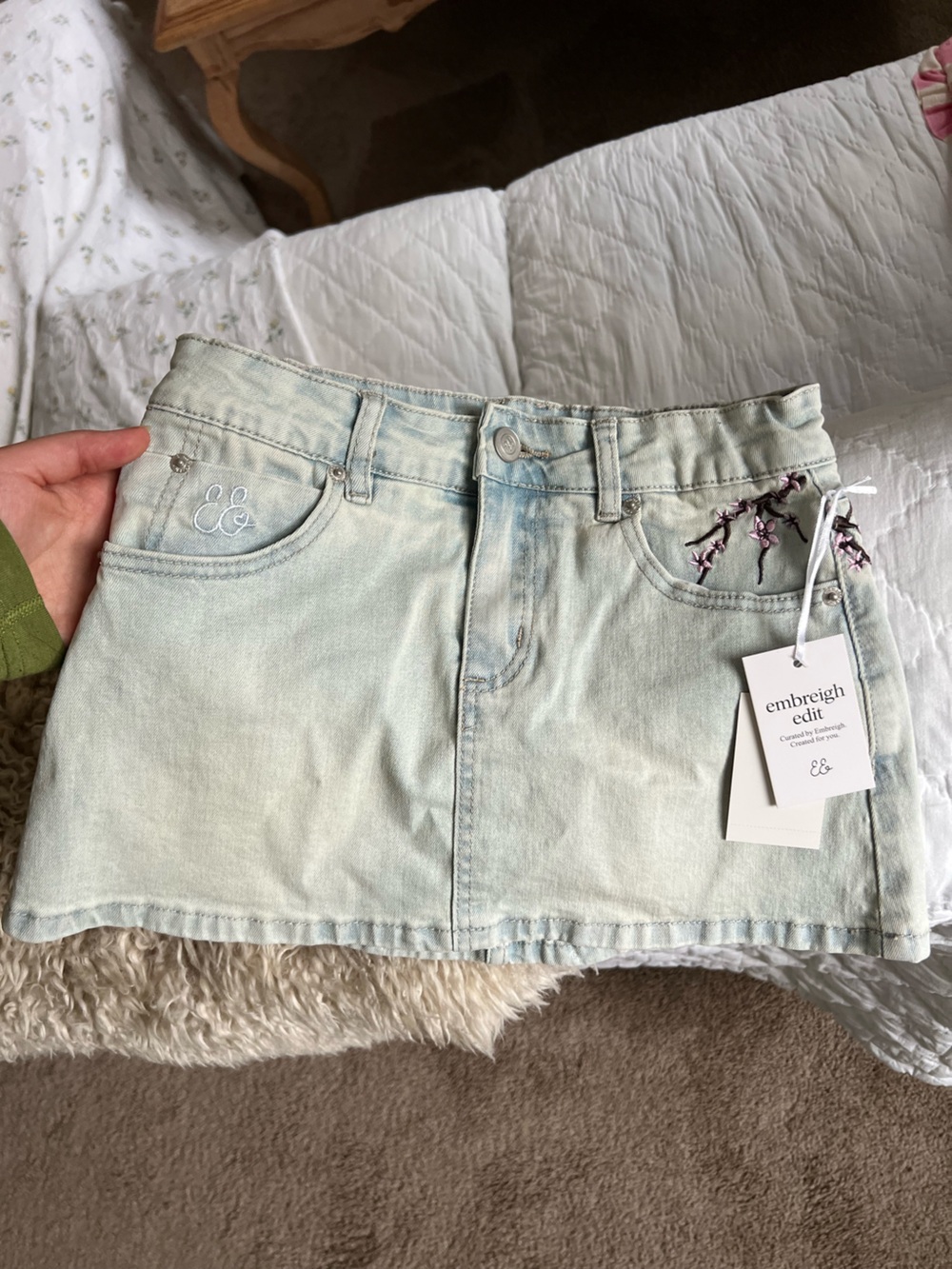 Embreigh Edit Jean Skirt-Style Shorts